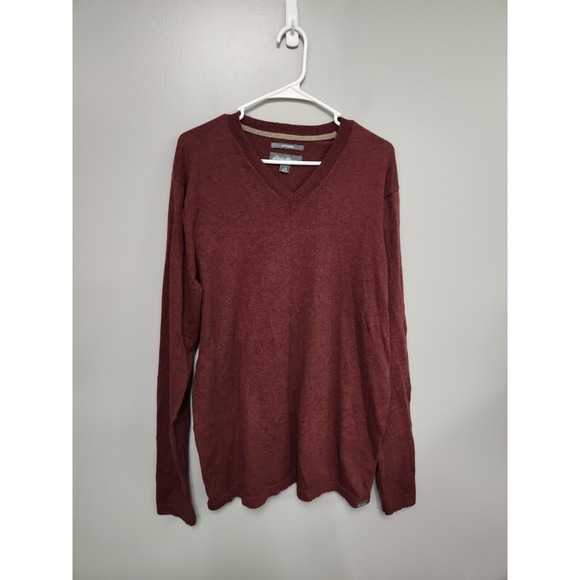 Eddie Bauer Other - Eddie Bauer  Mens V- Neck Burgundy Cotton Merino Sweater size Tall Large‎ EUC